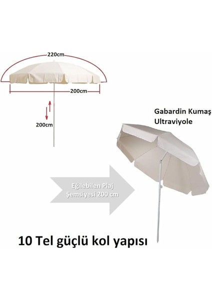 2 Mt. Plaj Şemsiyesi Eğilebilir Deniz Bahçe Piknik Kamp Güneş Şemsiyesi Katlanır Kabardin Kumaş modelleri