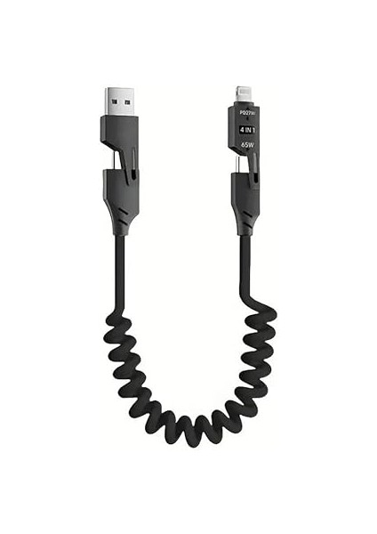 In 1 Çoklu USB Şarj Kablosu: 1,5 M, Type C To Lightning Örgü Şarj Kablosu USB A/usb C 65W Tip C/27W Pd Her Cihaz ile Uyumlu Metal Başlıklı U110