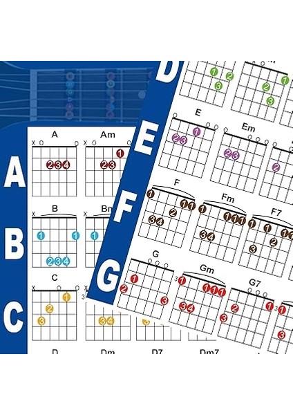 Gitar Akorları Poster Tablosu ve Beşinci Çember Grafiği, Çift Taraflı Lamine Gitar Akor Hile Sayfası (Su Geçirmez, Yağ ve Çizilmeye Dayanıklı) Yeni Başlayanlar Için Uyum ve Müzik Teorisi indirimleri