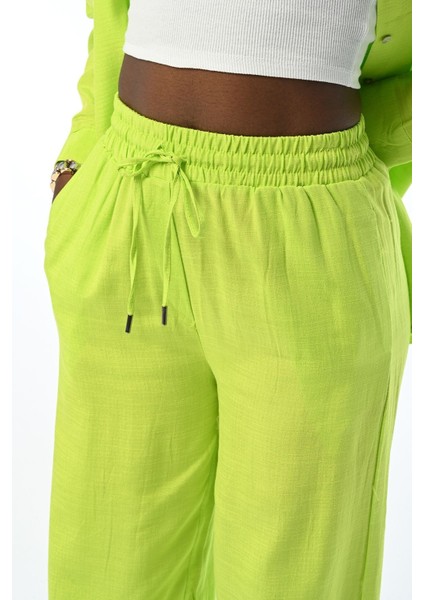 Kadın Beli Lastikli Bol Paça Düz Renk Pantolon fiyatları