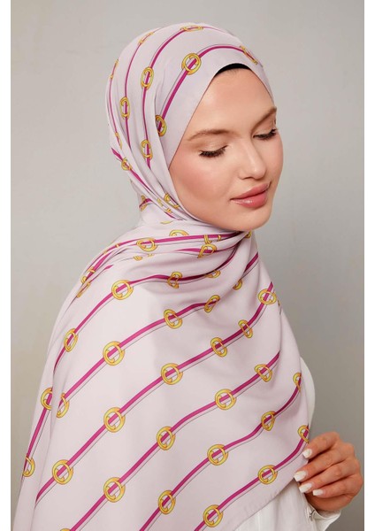 Lila Çizgili Halka Desen Club Şal