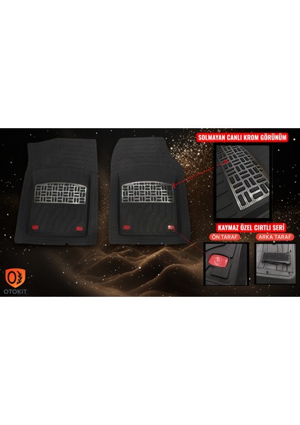 Honda Jazz 2002 Uyumlu Havuzlu Ünıversal Pro Plus Oto Paspas Siyah - Gri fırsatları