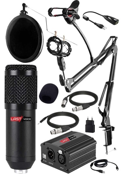 Paket BM800 Mikrofon + Set-01 Stand + Phantom Power