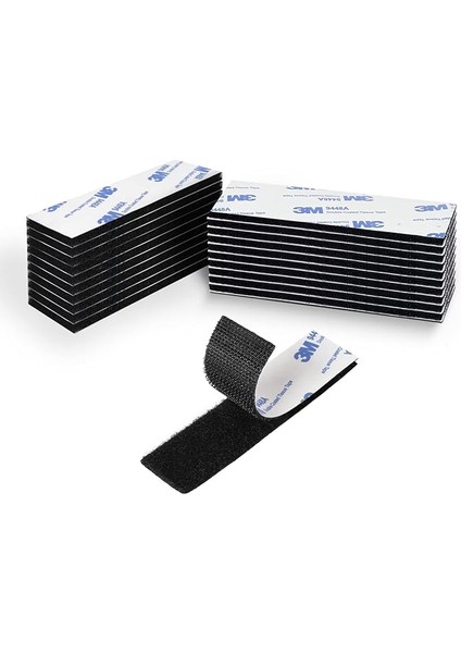 Ağır Hizmet Tipi Kendinden Yapışkanlı Velcro Bant - 2,5 x 10CM 12 Takım - Ev, Ofis, Iç Mekan ve Dış Mekan Için Güçlü Arka Yapışkanlı Bağlantı Elemanı - Delik ve Vida Yerine, Siyah