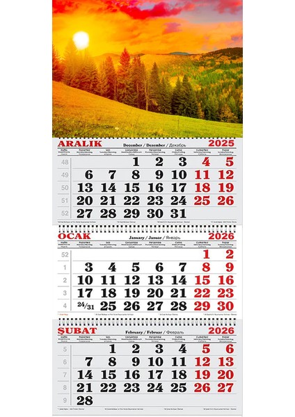 2026 Yılı Gemici Takvimi- Orman ve Gün Batımı Manzarası