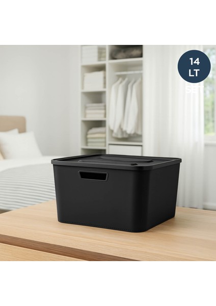 Siyah 14 Lt Organizer Çok Amaçlı Kapaklı Kutu 242304