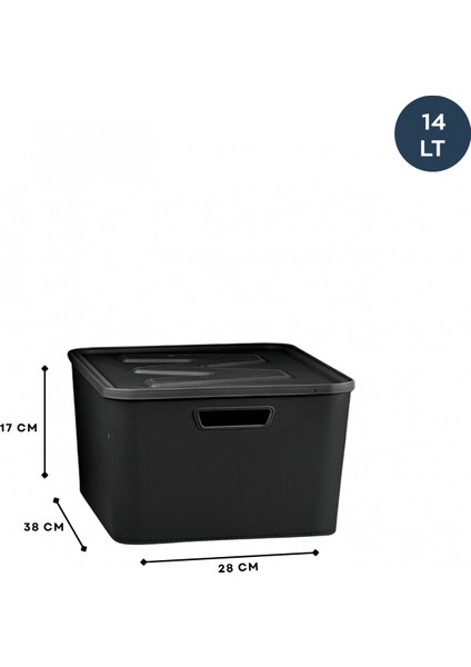 Siyah 14 Lt Organizer Çok Amaçlı Kapaklı Kutu 242304 modelleri