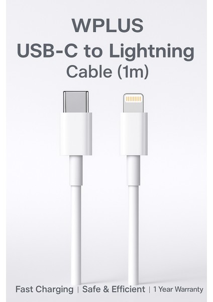 Wplus U-14 Usb-C To Lightning Şarj Kablosu (1 M) – Hızlı Şarj ve Veri Aktarımı, 1 Yıl Gara