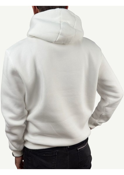 Erkek Oversize Kapüşonlu Pamuklu Sweatshirt, 3 Iplik Içi Polarlı Şardonlu Kalın Kışlık Sweat fırsatları