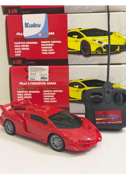 Full Fonksiyon Uzaktan Kumandalı Pilli Yarış Arabası 30X10 cm [mavi-Kırmızı -Sarı] Renkleri Mevcut