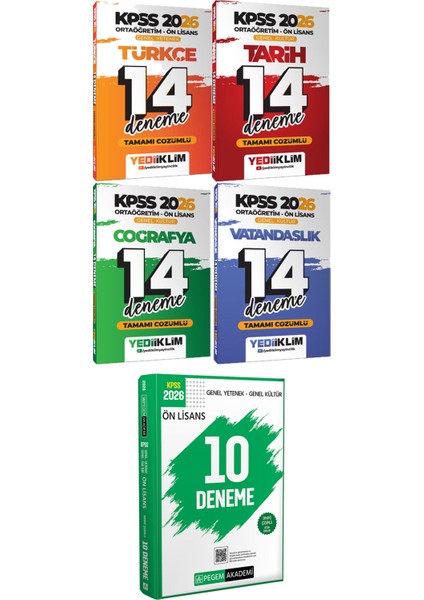 Ortaöğretim Ön Lisans Türkçe Tarih Coğrafya Vatandaşlık 14 Deneme - 2026 Kpss Ön Lisans Çözümlü 10 Deneme