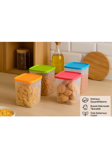 Alaska 4’lü Saklama Kabı Seti 1,85 Litre Kar Tanesi Desenli Kırılmaz Esnek 13X14X16 cm Renkli fırsatları