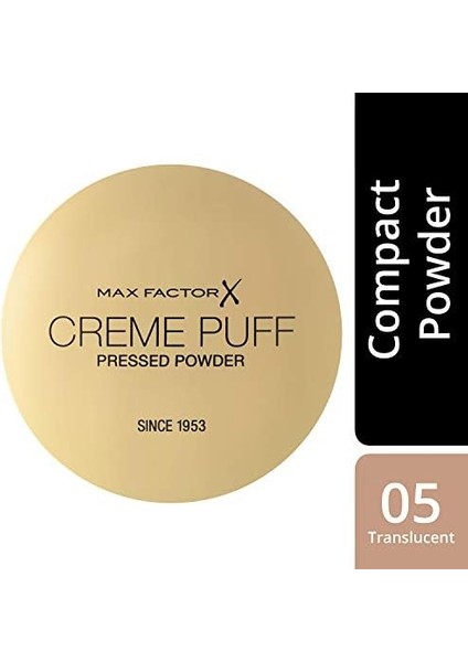 Max Factor Creme Puff, Pressed Compact Powder, 005 Translucent, 21 G