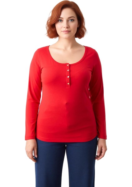 Kadın Pamuklu Uzun Kollu Düğmeli Rahat Üst Kaliteli Şık Rahat Modern Zarif Günlük fiyatları