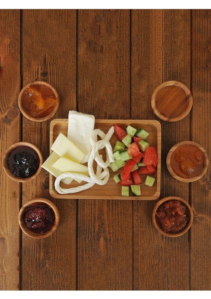 (6’lı Bambu Çerezlik Seti – Doğal, Şık ve Dayanıklı Sunum Kaseleri 6 x 6 x 3 Cm)