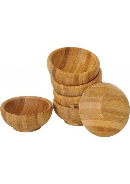 (6’lı Bambu Çerezlik Seti – Doğal, Şık ve Dayanıklı Sunum Kaseleri 6 x 6 x 3 Cm)