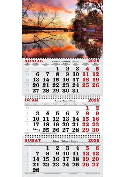 2026 Yılı Gemici Takvimi- Gölde Sonbahar