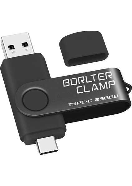 Clamp Tip C USB Bellek 256 Gb, 2'si 1 Arada Otg Bellek USB 3.0 Çift Bağlantı USB C Flash Sürücü, Android Akıllı Telefonlar, Samsung S10/S9/S8, Huawei, Tabletler ve Bilgisayarlar Için (Siyah)