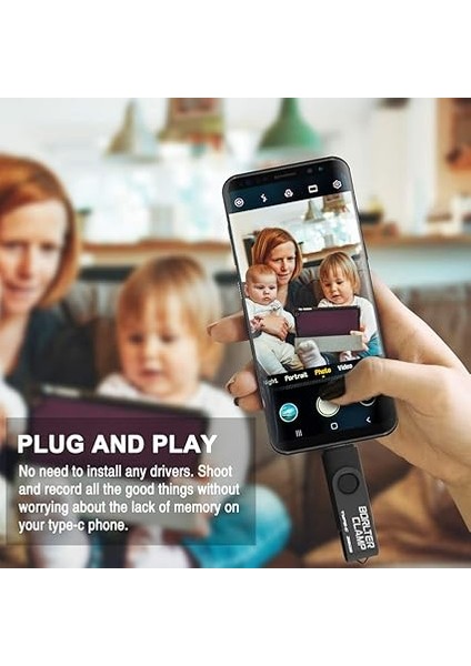 Clamp Tip C USB Bellek 256 Gb, 2'si 1 Arada Otg Bellek USB 3.0 Çift Bağlantı USB C Flash Sürücü, Android Akıllı Telefonlar, Samsung S10/S9/S8, Huawei, Tabletler ve Bilgisayarlar Için (Siyah) modelleri