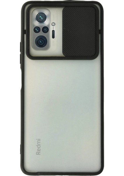 Redmi Note 10 Kılıf Palm Buzlu Kamera Sürgülü Silikon - SIYAH-(5796)