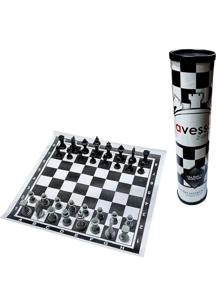 Santranç Takımı, Rulo, Taşınabilir Plastik Uluslararası Satranç Siyah & Beyaz Rst-10