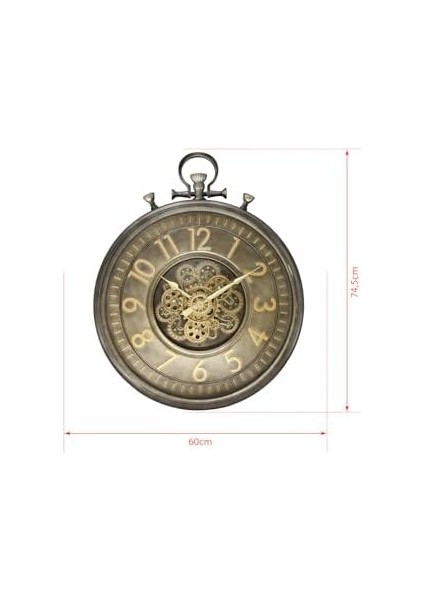 Mark Premium Serisi Eskitme Kadranlı Döner Çarklı 60 Santimetre Köstekli Ev ve Ofis Duvar Saati, Latin Rakamlı, fiyatları