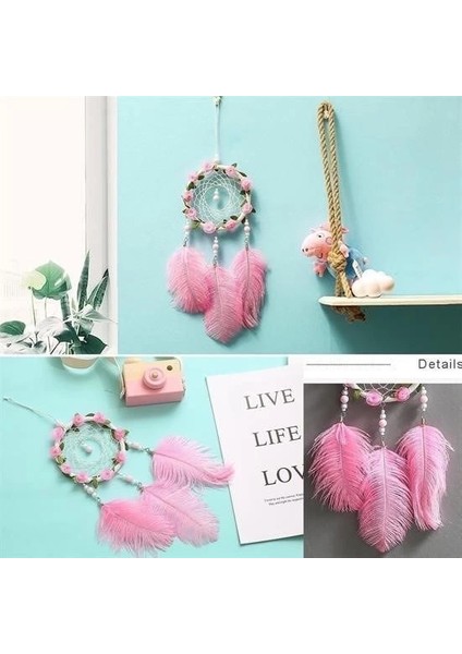 El Yapımı Kuş Tüyü ve LED Işıklı Dekoratif Asma Düş Rüya Kapanı indirimleri