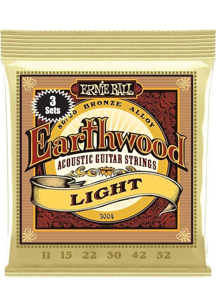 Ball Earthwood Light 80/20 Bronze Acoustic Guitar Strings 3-Pack - 11-52 Gauge
