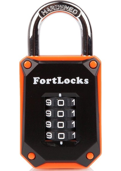 Fitness Stüdyosu Vb. Için Şifreli Kilit. 4 Haneli, Sağlam, Hava Koşullarına Dayanıklı, Sertleştirilmiş Paslanmaz Çelik, Dış Mekan Asma Kilidi, Sıfırlanabilir Şifre, Tekli Paket, Turuncu