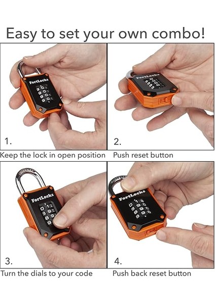 Fitness Stüdyosu Vb. Için Şifreli Kilit. 4 Haneli, Sağlam, Hava Koşullarına Dayanıklı, Sertleştirilmiş Paslanmaz Çelik, Dış Mekan Asma Kilidi, Sıfırlanabilir Şifre, Tekli Paket, Turuncu indirimleri