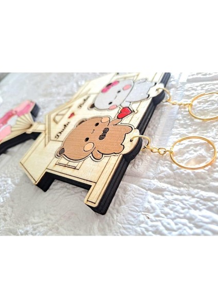 Dudu Ile Bubu Anahtarlık Sevgiliye Hediye - Duvar Dekorasyon Anahtarlık Askısı 14 x 24 cm Beyaz 14 x 23 fırsatları