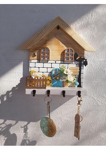 Papatya Temalı Raf - Raflı Anahtarlık Askısı - Hediye - Duvar Dekorasyon Beyaz 50 x 110 fırsatları