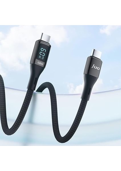 60W Dijital LED Ekranlı Örgülü USB Type-C To Type-C Hızlı Şarj ve Data Kablosu 2 Metre fiyatları