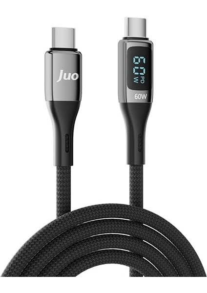 60W Dijital LED Ekranlı Örgülü USB Type-C To Type-C Hızlı Şarj ve Data Kablosu 2 Metre indirimleri
