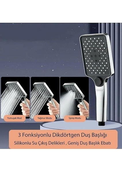 3 Fonksiyonlu Yüksek Basınçlı Ayarlanabilir Duş Başlığı fiyatları
