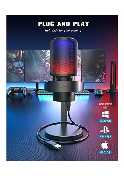 USB Mikrofonu, Ampligame Oyun Bilgisayarı Masaüstü Kondansatör, Rgb Mikrofon, Mac/bilgisayar/ps4/ps5&apos;te Youtube, Sessiz Düğmeli, Mikrofon Kazancı, Pop Filtresi, Şok Montajı, Kulaklık Jakı-A8 fiyatları