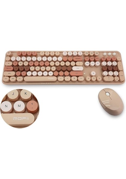 Mofii Kablosuz Klavye ve Mouse Set 104 Tuşlu Pc Notebook Uyumlu Klayve ve Fare 136MM x 445MM ZR513 (Kahverengi)
