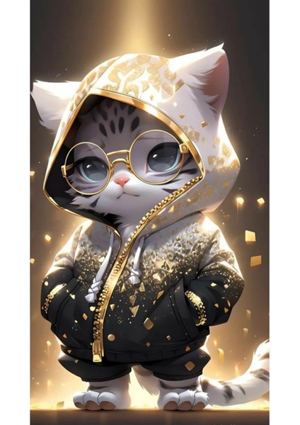 Kedi Kapı Direk Kaplama Folyosu Baskılı Sticker Sağ-Sol 2 Adet 22*50 cm