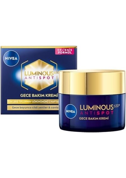 Nıvea LUMINOUS630 Leke Karşıtı Gece Bakım Kremi 50ML,HYALURONIK Asit, Tüm Cilt Tipleri fiyatları