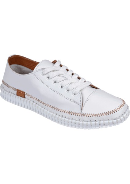 Hakiki Deri Comfort Kadın Ayakkabı PLM-413108 Beyaz