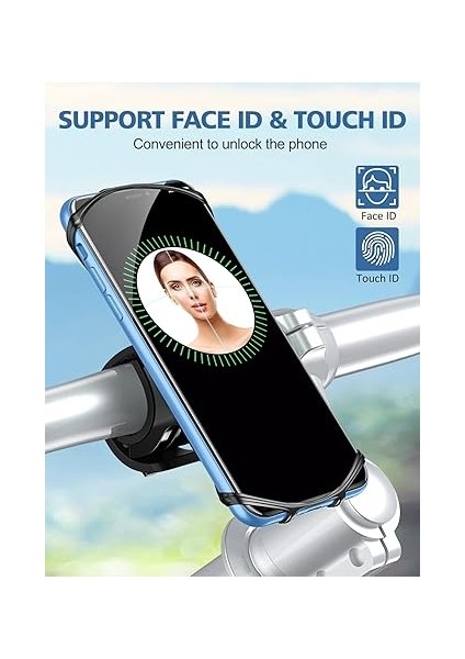 Bisiklet Telefon Montajı, [360°DÖNME Darbelere Dayanıklı] Bisiklet Telefon Tutacağı, Silikon Motosiklet Telefon Bağlantısı iPhone 16 ile Uyumlu, Daha Fazla 4,0 Inç Ila 6,7 Inç Cep Telefonu modelleri