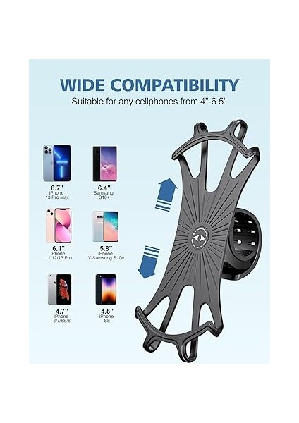 Bisiklet Telefon Montajı, [360°DÖNME Darbelere Dayanıklı] Bisiklet Telefon Tutacağı, Silikon Motosiklet Telefon Bağlantısı iPhone 16 ile Uyumlu, Daha Fazla 4,0 Inç Ila 6,7 Inç Cep Telefonu fırsatları