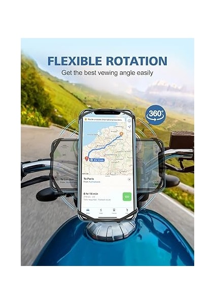 Bisiklet Telefon Montajı, [360°DÖNME Darbelere Dayanıklı] Bisiklet Telefon Tutacağı, Silikon Motosiklet Telefon Bağlantısı iPhone 16 ile Uyumlu, Daha Fazla 4,0 Inç Ila 6,7 Inç Cep Telefonu indirimleri