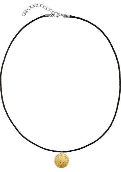 22 Ayar Yarım Altın Siyah Ipli Kolye modelleri
