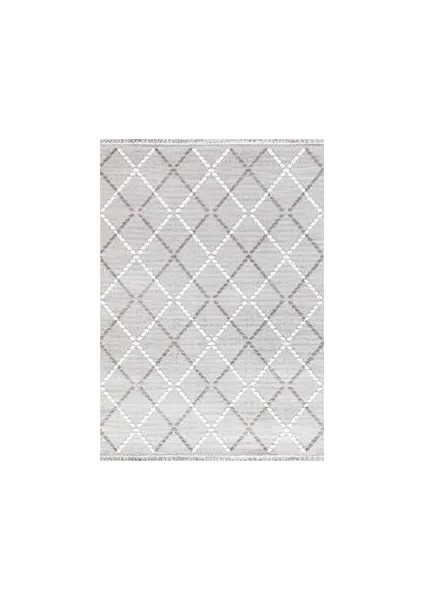 Adanero Geometrik Gri Polyester Pamuk Tabanlı Makine Halısı