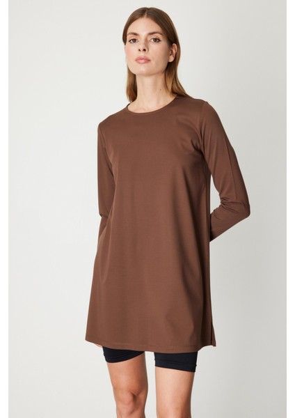Kadın Uzun Kollu Basic Tunik 61421 Kahverengi fiyatları