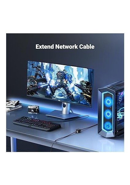 Lan Kablo Uzatma RJ45 Bağlayıcı 10 Gigabit Lan Kablo Bağlayıcı Ethernet Uzatma Ağ Kablosu Bağlayıcı Lan Bağlayıcı Cat7 / Cat6 / CAT5E / Cat5（siyah-1 Parça） modelleri