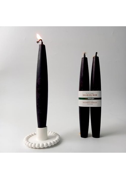 Mum (2 Adet) Şamdan Mumu Mermi Formunda Masa Mumu 22 cm Bees Wax (Siyah) modelleri
