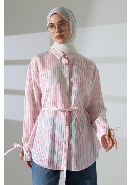 Kadın Modal Dokuma Kumaş Pembe Tesettür Gömlek indirimleri