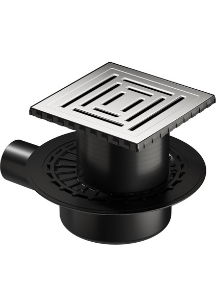 V- Kare 5607318 Yalıtımlı Duş Kanalı, Yandan Çıkışlı, 15X15 Cm, Dk 800 Kapak, Parlak Krom